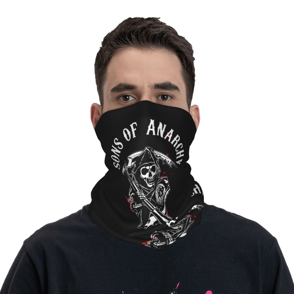 Custom 1 Percenter Essential Sons Bandana Neck Gaiter for Ski Camping Men Women Wrap Scarf TV Show Anarchy Headband Warmer