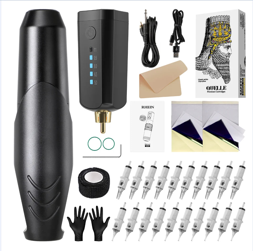 Wireless Tattoo Pen Kit LED Digital Display Wireless Machine Pen 1800mAh with Needles Permanent Makeup Body Kit Tattoo Supplies