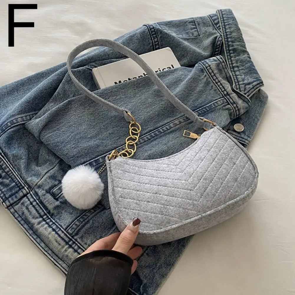 Mini Women Shoulder Bags Fashion Felt Women's Bag Design Advanced Underarm Handbags Mini Saddle Bag