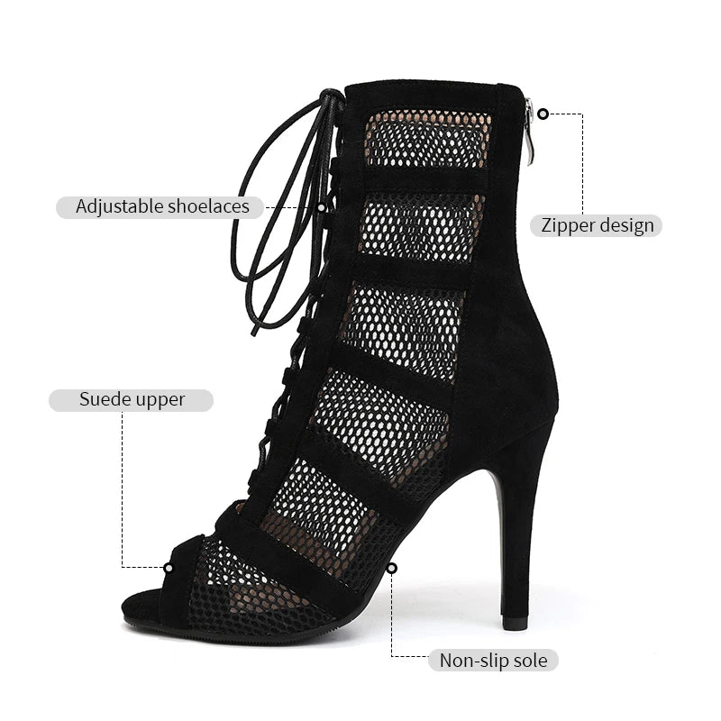 DKZSYIM Dance Boots Latin Women Ballroom Dance Shoes Ladies Girls Soft Soles Tango/Salsa Dance Shoes Sexy Thin Heel 7cm-11cm