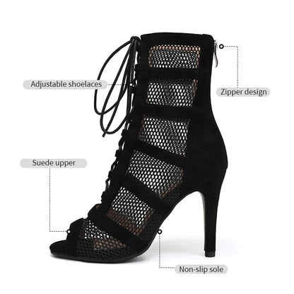 DKZSYIM Dance Boots Latin Women Ballroom Dance Shoes Ladies Girls Soft Soles Tango/Salsa Dance Shoes Sexy Thin Heel 7cm-11cm
