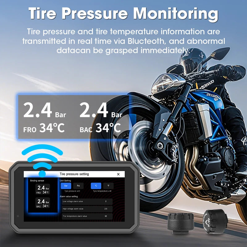 6.25 Inch Portable Quick Disassembly Motorcycle Carplay Android Auto GPS for Moto Navigation IP67 Waterproof IPS Display TPMS