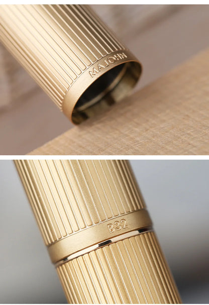 Limited MAJOHN B32 Metal Strive Piston Fountain Pen with Butterfly F Tip Student Adult Iridium Writing Ink Pen Office Supply