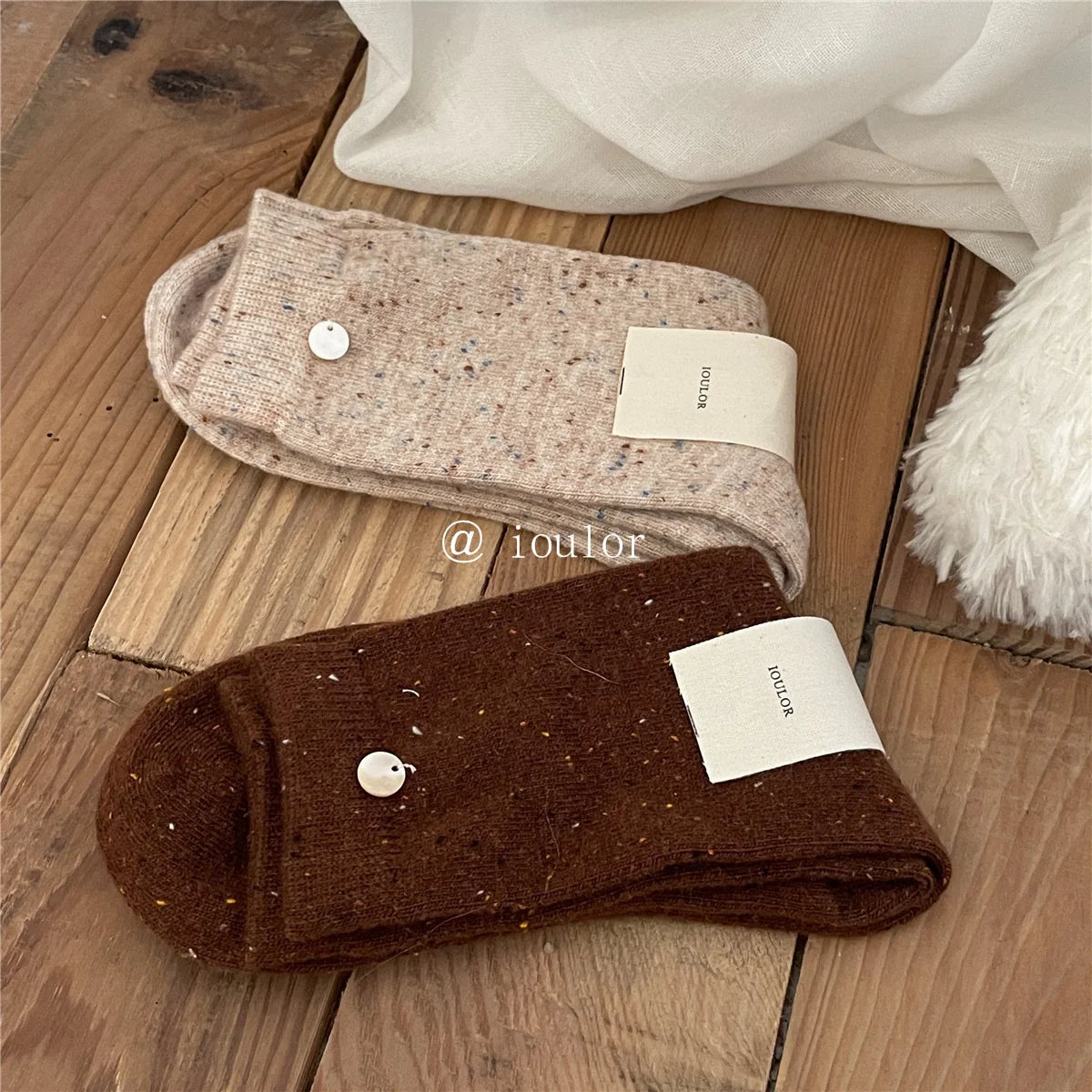 SP&CITY Colored Dotted Sheep Woolen Socks Women's Winter Warm Keeping Middle Tube Socks Casual Thick Korean Fashion Stockings