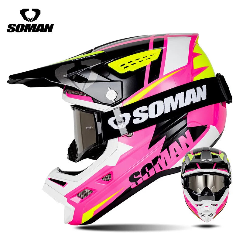 2025 SOMAN Professional Racing Motocross Helmet Off Road Helmet Motorcycle Cartoon Childrenr ATV Motorcycle MTB Helmet