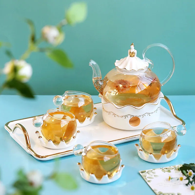 Nordic Afternoon Tea Set Flower Tea Cup Set Boiled Fruit Teapot Candle Heated Teapot Home Gifr