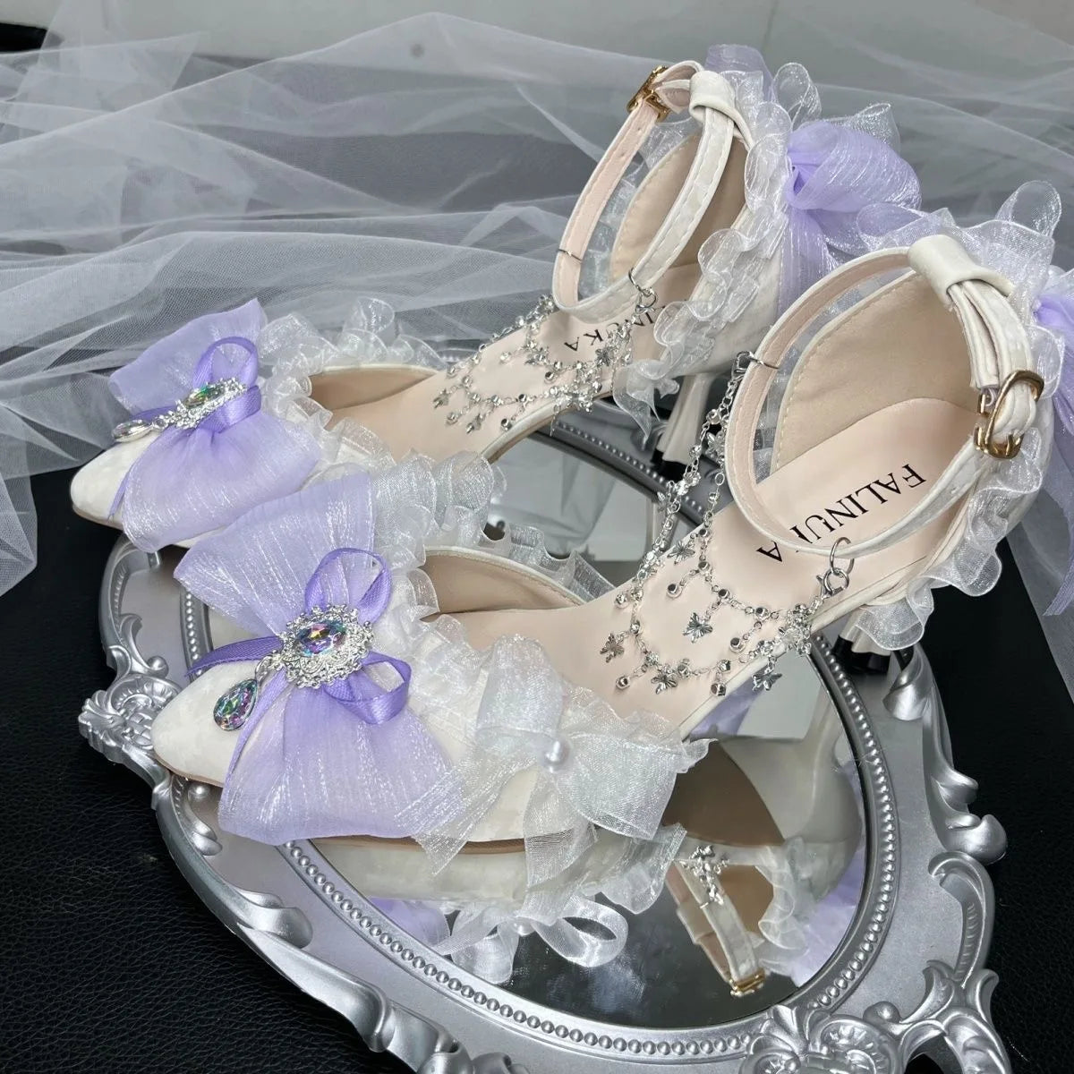heels for ladies purple Elegant woman heeled shoes designer lolita cosplay party shoes bridal heels pointed tea y2k heels