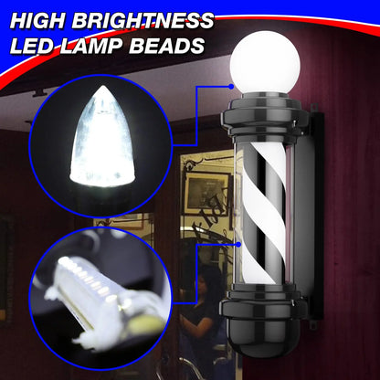 Barber Pole Light Cylindrical Hair Salon Barber Shop Classic Open Signboard Sign Wall Mounted LED Rotating Light High Quality