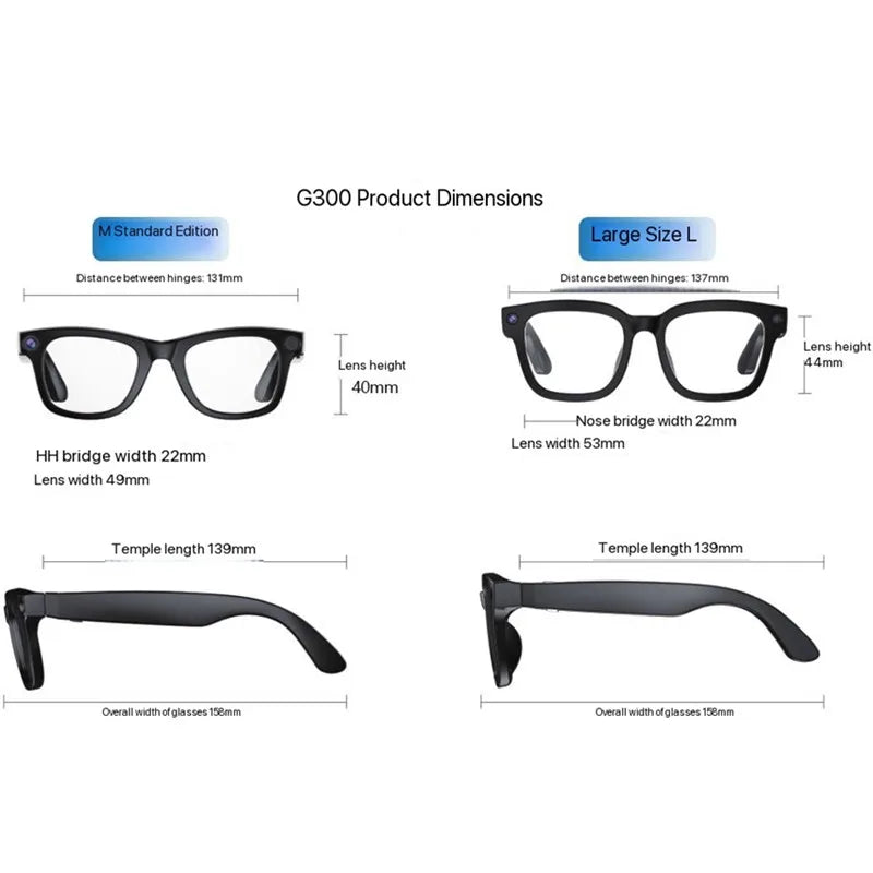 Hiwego New  Smart AI Glasses 800W pixel AI Shooting Camera HD Photo Video Voice Call Translation  Bluetooth Glasses For xiaomi