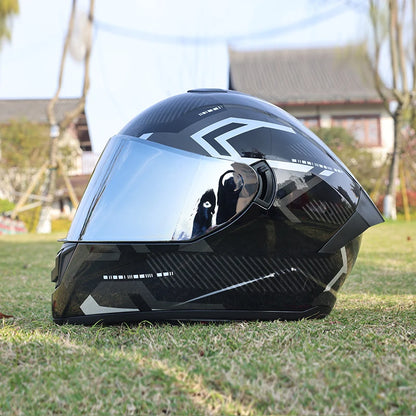 Motorcycle helmet, men's and women's dual lens full helmet, four season couple street bike safety helmet