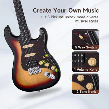 MOOER MSC10 Pro Series Electric Guitar Sunburst