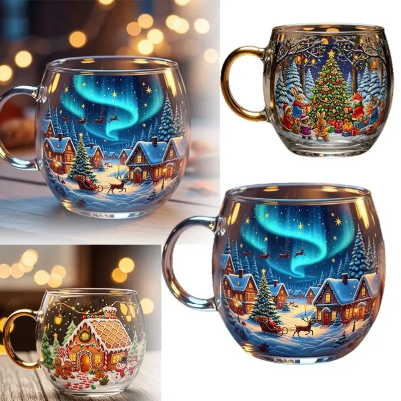 Christmas Mug Haunted Path Glass Coffee Mugs Beverage Containers Party Supplies for Home Farmhouse Apartment Hotel Counter