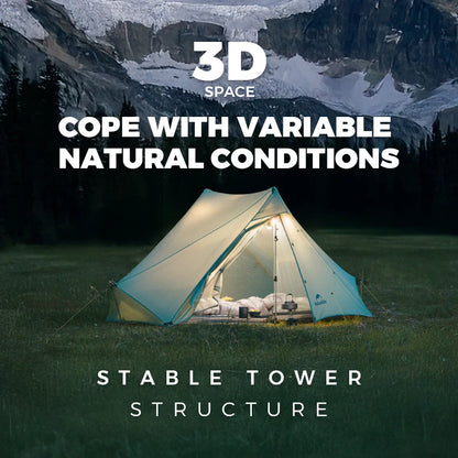 Naturehike Ultra Light Hiking Tent 2 Person Outdoor Camping Pyramid Tent 15D Nylon Waterproof Portable Backpacking Tent with Mat