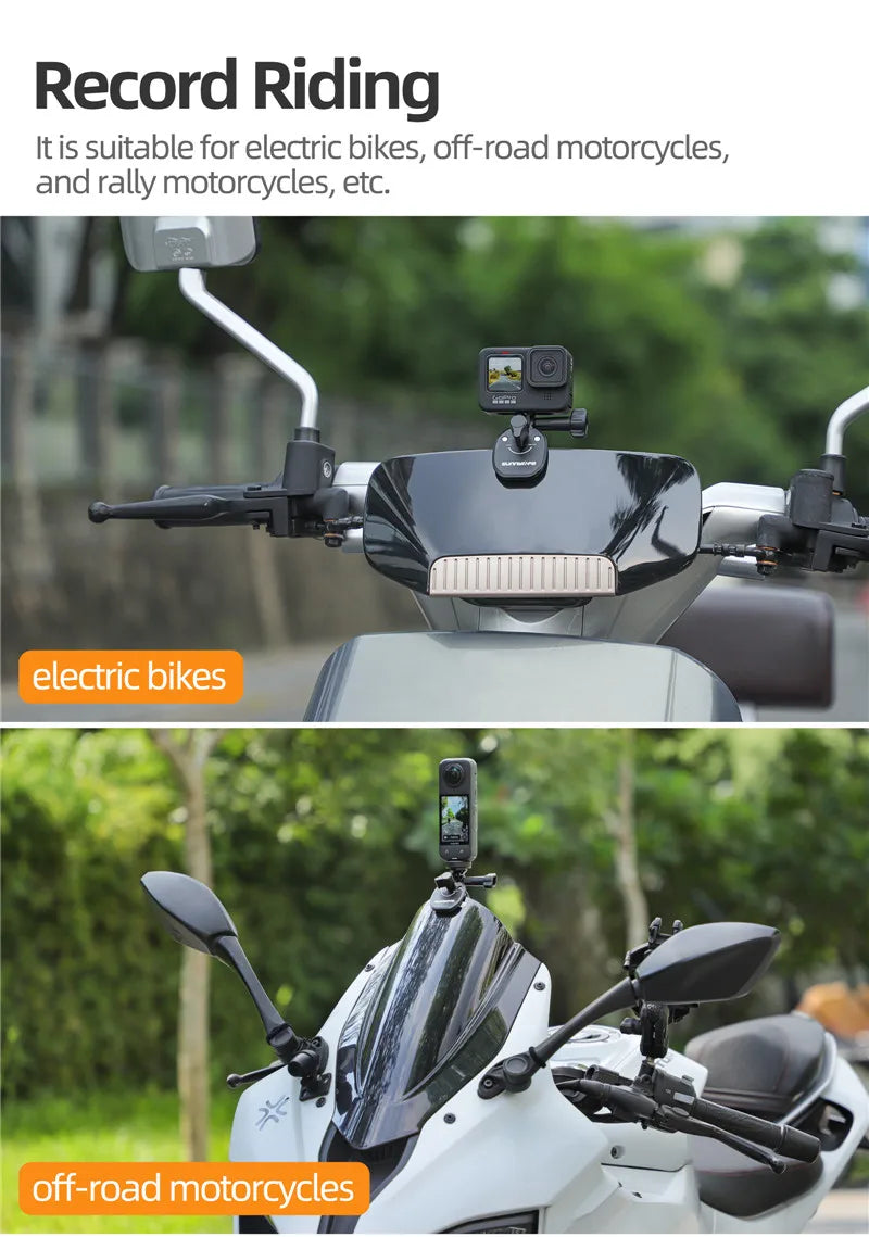 Motorcycle Windshield Clip Mount for Go Pro 13 12 11 10 9 8 7 DJI OSMO 360 Action 4 5 Pro Insta 360 X5 X4 Go 3S ACE Pro 2 Camera