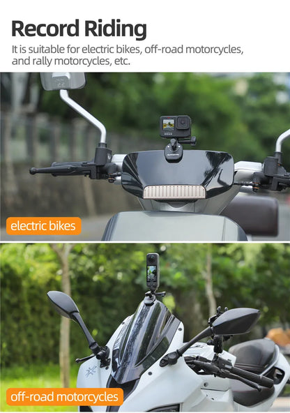 Motorcycle Windshield Clip Mount for Go Pro 13 12 11 10 9 8 7 DJI OSMO 360 Action 4 5 Pro Insta 360 X5 X4 Go 3S ACE Pro 2 Camera
