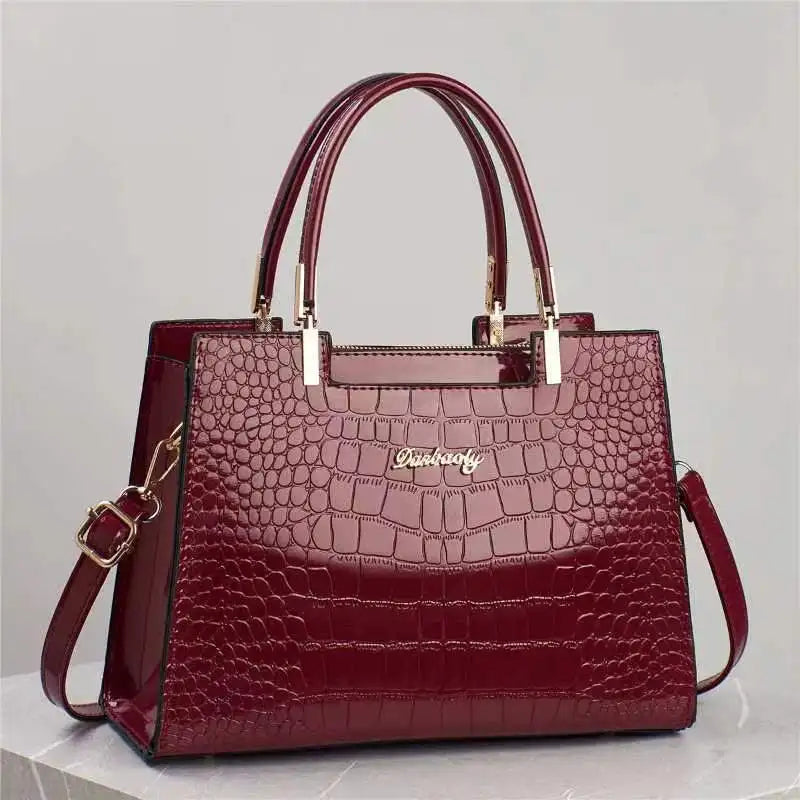 Luxury Bright Leather Ladies HandBags High-end Crocodile  Messenger Bags Boston Ladies Shopping Shoulder Tote Bags Crossbody Bag