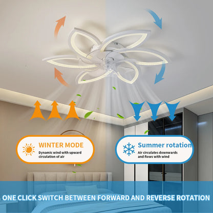 Ceiling Fan with Lights,Modern Dimmable Flower Shape, Remote Control/app Control,Timing 6 Gear Speeds Fan Ceiling Lamp