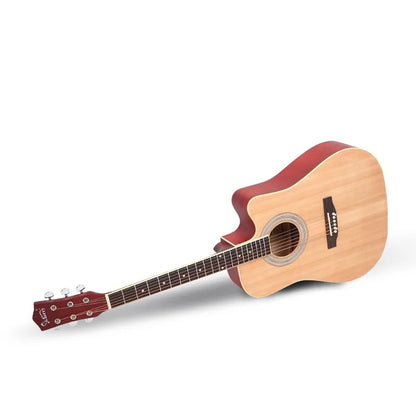 Acoustic Folk Guitar Cutaway Spruce Top Matte Natural Wood Color Music Instrument for Beginner Student