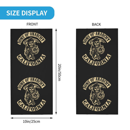 Custom 1 Percenter Essential Sons Bandana Neck Gaiter for Ski Camping Men Women Wrap Scarf TV Show Anarchy Headband Warmer