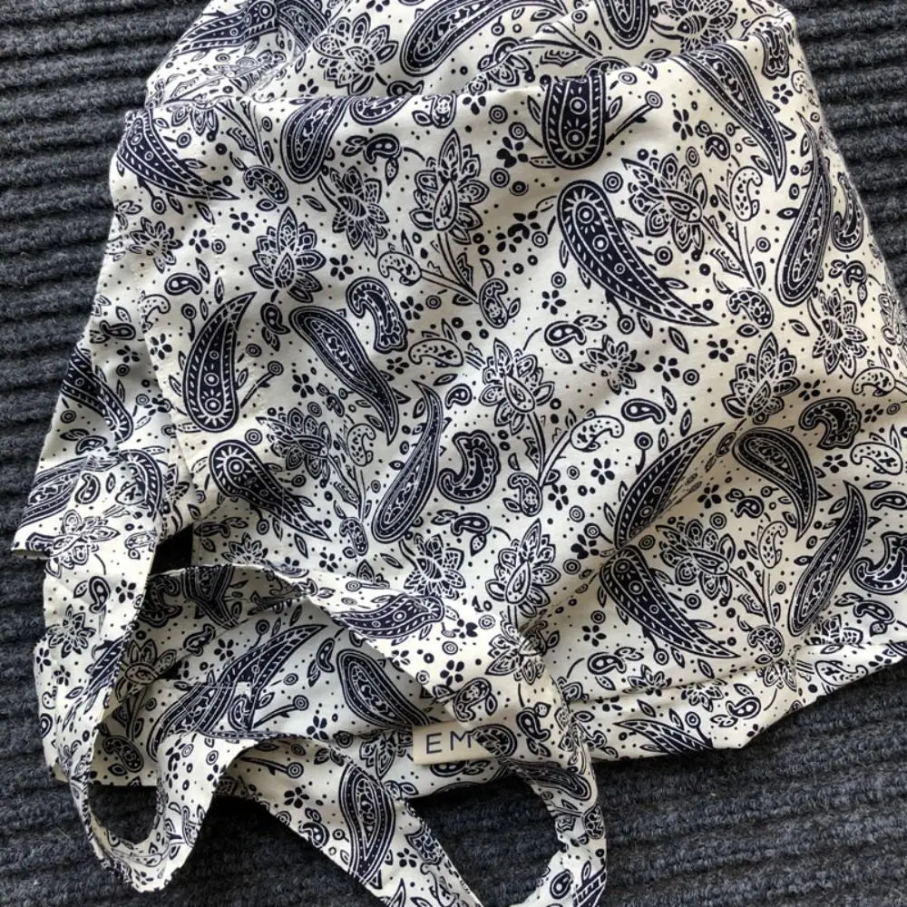 Portable Cotton Shopping Bag Bandanna Print Open Pocket Handbags Reusable High-capacity Books Bag Travel