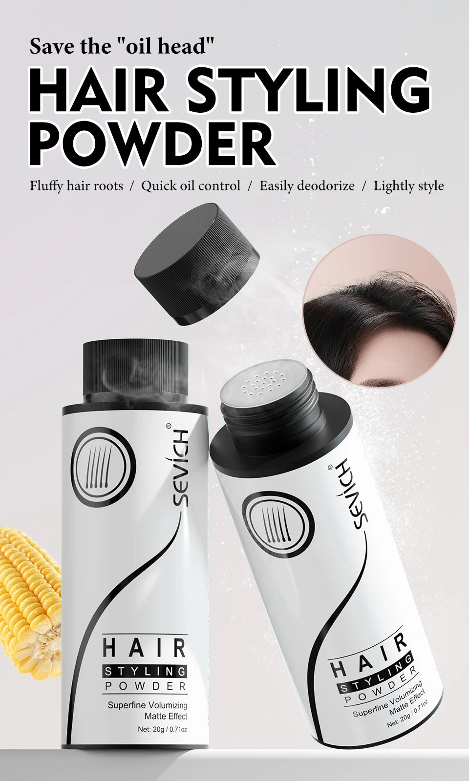 Sevich Hair Styling Powder 20g Fluffy Thin Hair Powder Spray Increases Hair Volume Captures Haircut Unisex Styling Hairspray