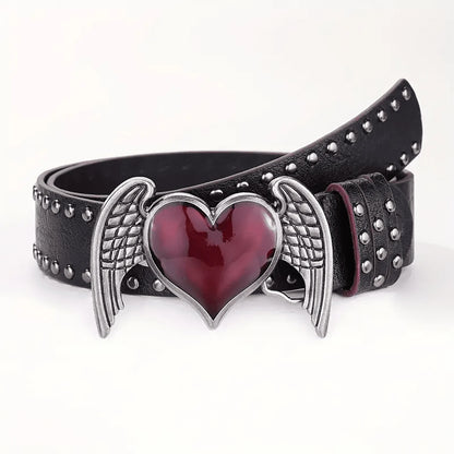 1Pcs Rose essential oil droplet heart-shaped leather belt, rivet decoration, Y2K punk gothic rock hip-hop style，spring，summer