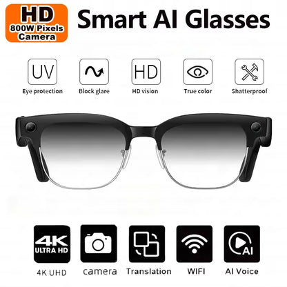2026New 800W Pixel Camera Smart Glasses Men Video Recording AI Photo Recognition Bluetooth Call Voice Translation Sunglasses Man