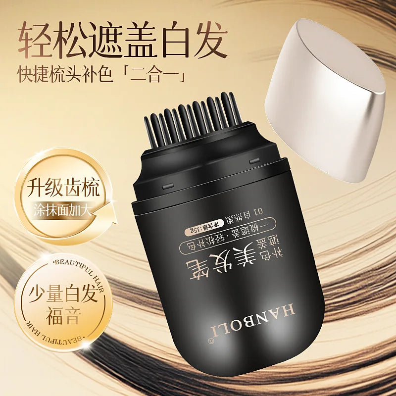 2in1 Plant Hair Dye Stick with Comb Black Brown Long Lasting Temporary Hair Coloring Covered White Hairs Hairline Pen Washable