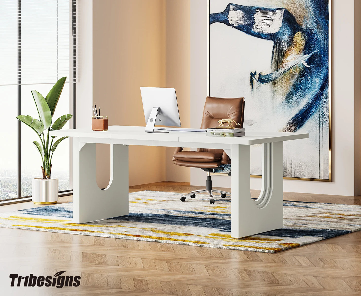 Tribesigns Executive Desk, 70.9" Large Office Computer Desk, Conference Table Meeting Room Table, Workstation Business Furniture