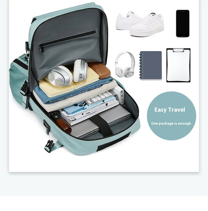 Large Travel Backpack Boardable Backpack USB Charging Waterproof Outdoor Travel Backpack Independent Shoe Compartment