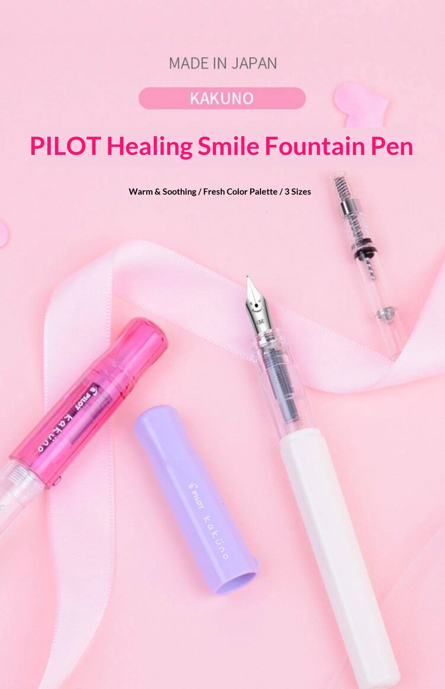 PILOT Kakuno Transparent Demo Student Fountain Pen,FKA-1SR Best for Practice,Calligraphy Available in EF/F/M Nibs Fun&Functional