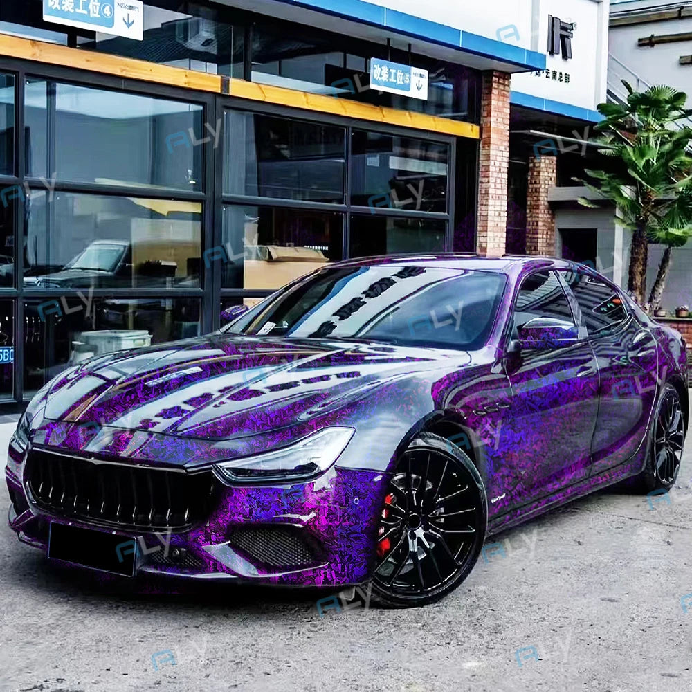 PET Carbon Fiber Sticker Vinyl Paper for Car Vinyl Wrap Glossy Auto Wrapping Cars Film Covering Laser Purple Motorcycles Vinyls