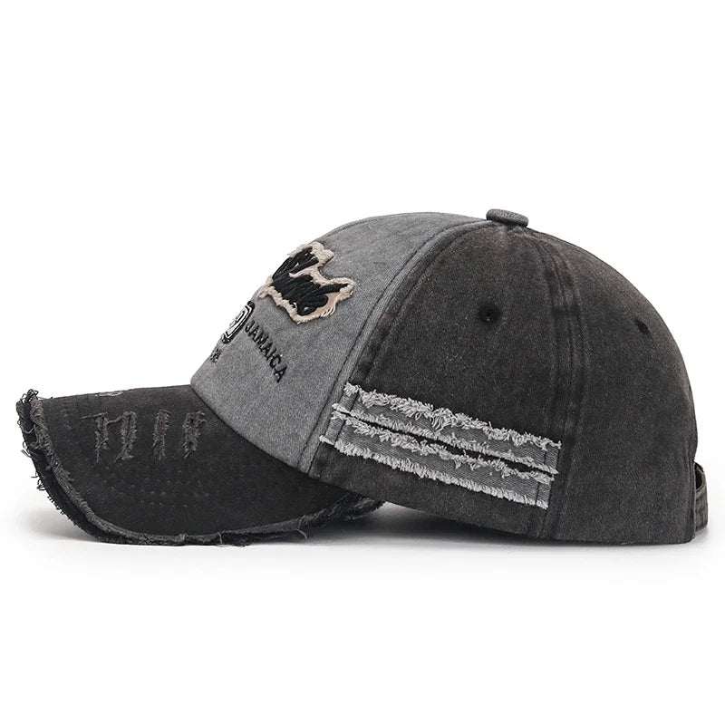 Scratched Brushed Patch Letter Embroidery Distressed Adjustable Cotton Hard Top Baseball Cap Sun Hat Trucker Caps Dad Hats