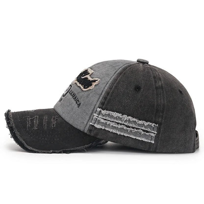 Scratched Brushed Patch Letter Embroidery Distressed Adjustable Cotton Hard Top Baseball Cap Sun Hat Trucker Caps Dad Hats
