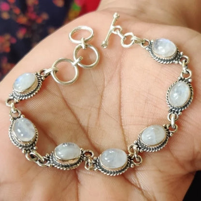 Natural Synthetic Oval Moonstone Adjustabl Bracelet Woman Man Wealthy Jewelry Luxury Elegant Romantic Simple Fine Jewelry Gifts