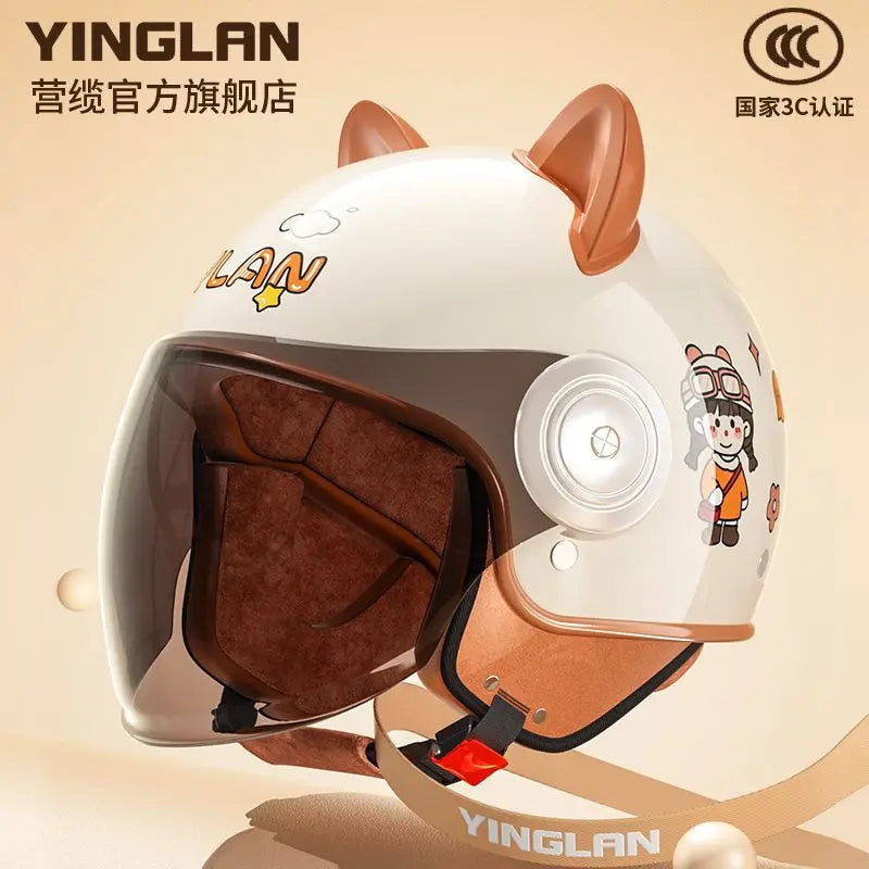 Winter Warm Women's Electric Car Helmet Four Seasons Motorcycle Safety Cap Full Face Helmet 3C Certified Abs Material
