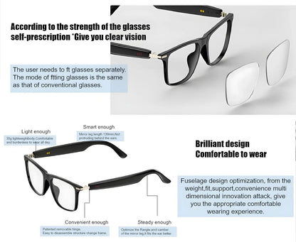 AI smart translation glasses, supporting real-time app translation in 164 languages, photochromic lenses, and flat gray lenses.