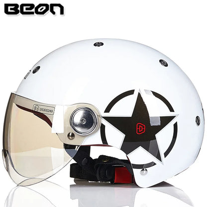 BEON Motorcycle Helmet for Adult and Child All Seasons Electric Vehicle Half Helmet Summer Sun Protection Helmet Motorcycle