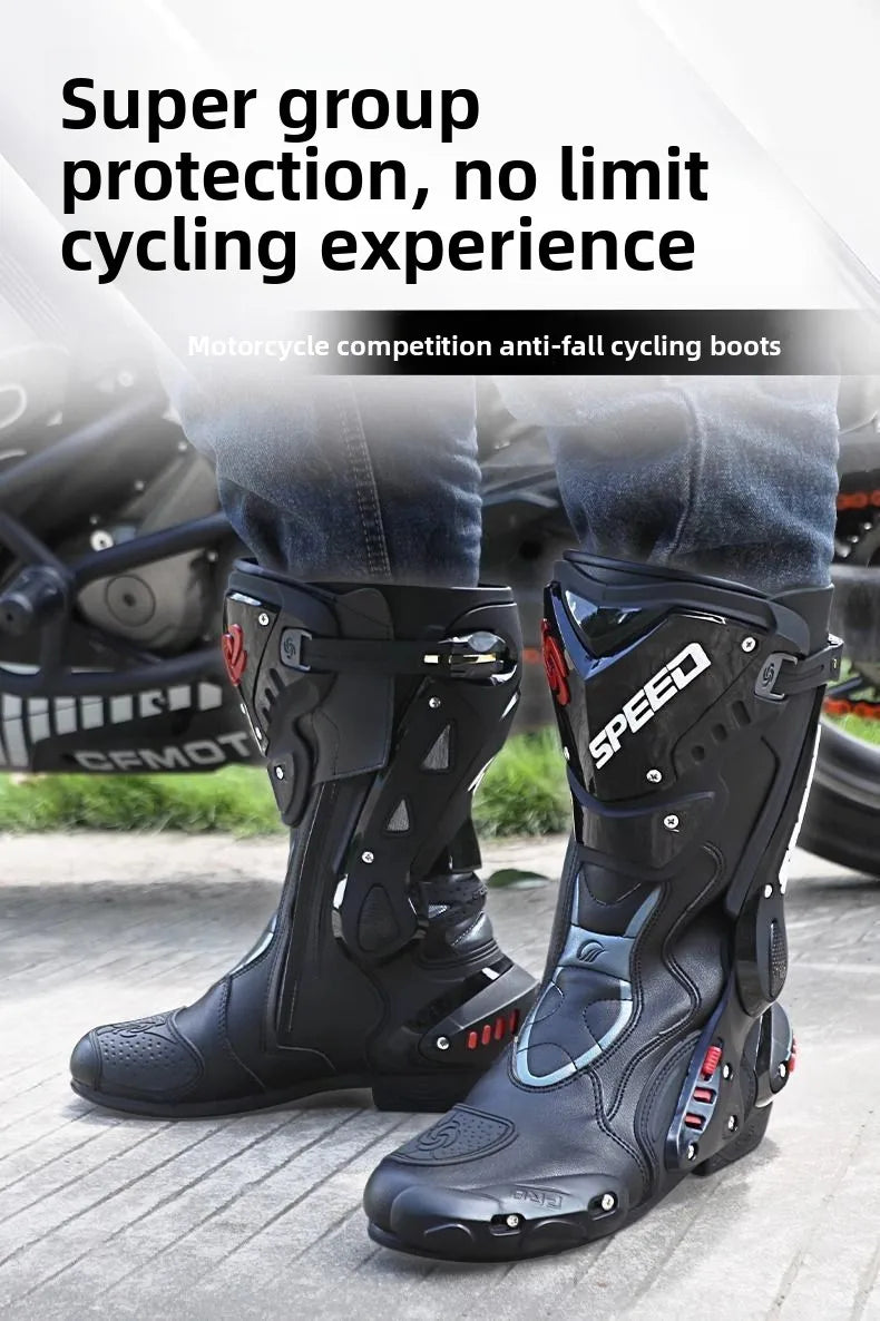HOT  Men's Motorcycle Racing Waterproof Motorcycle Off-road Racing Rally Boots Four Seasons Anti-collision Protection Rider