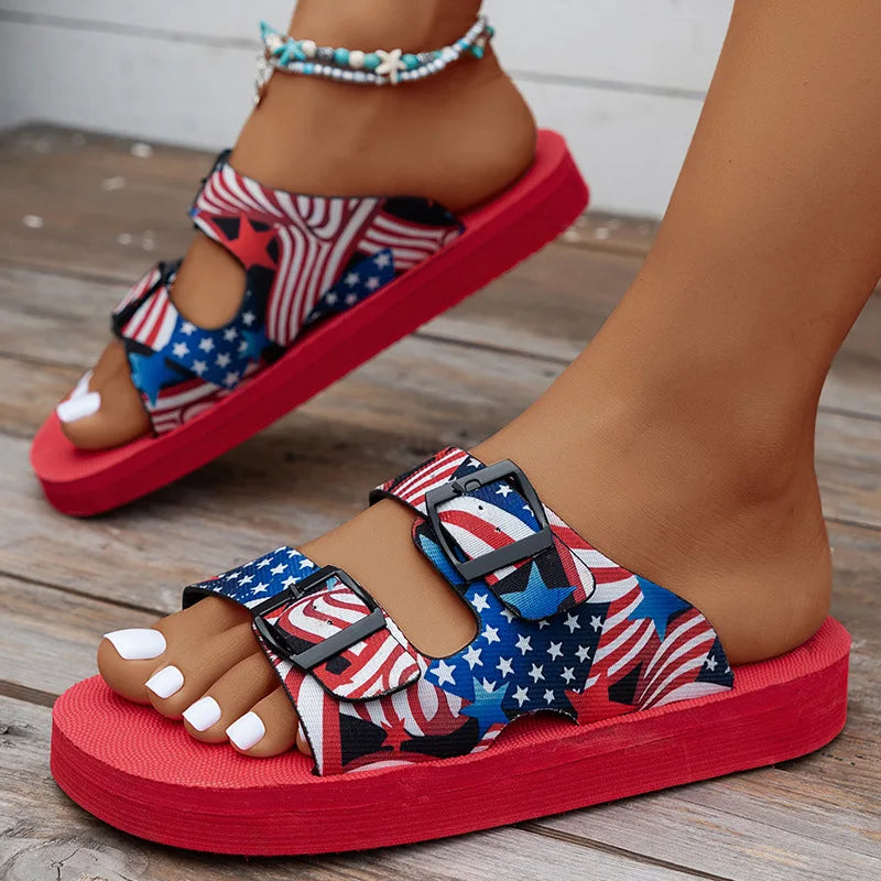 Women Slippers Lightweight Slippers New Mixed Colors Buckle Women Sandals Casual Beach Slippers House Shoes Designer Flat Shoes