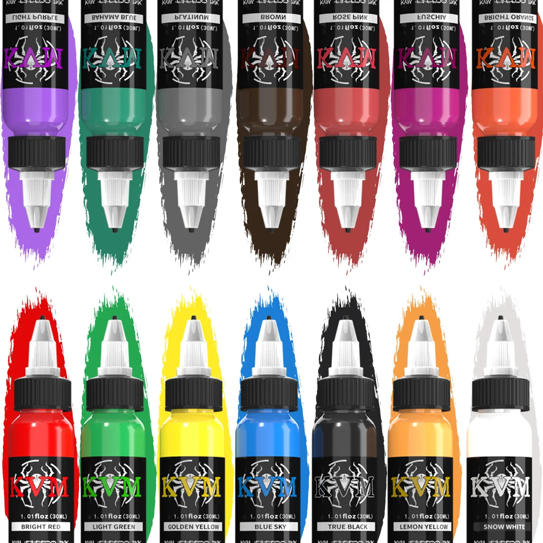 KVM 1oz (30ml) 7/14 Colors Professional Tattoo ink for Body Art Natural Plant Micro Pigment Permanent Tattoo Ink For Body Paint