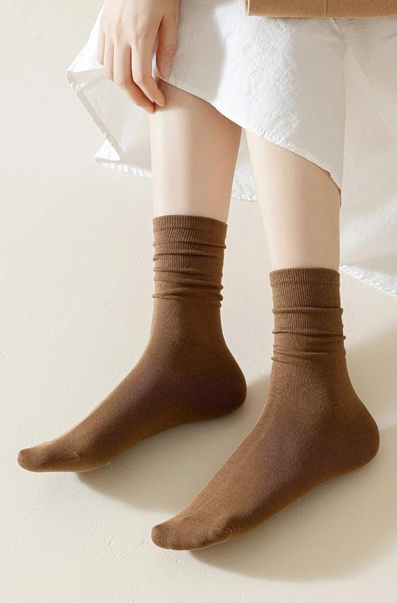 4 Pairs Women Socks Loose Socks Autumn Winter Japanese Style Ins Boneless Flat Seam Comfortable Mid Tube Cotton Socks Harajuku