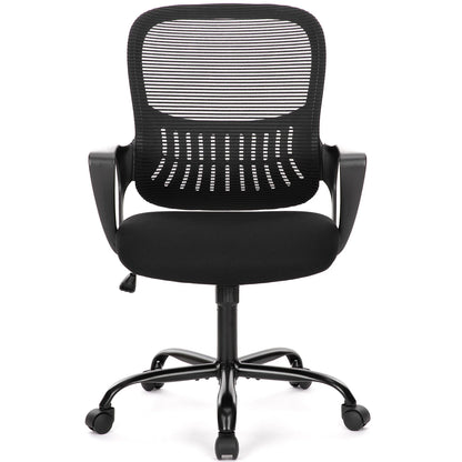 MCQ Fixed Armrest Gaming Office Chair Ergonomic Adjustable Height and 360° Rotating Roller omfortable Lumbar Support For Office