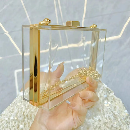 2025 New Clear Acrylic Small Flap Shaped Bags Women Trendy Chain Shoulder Crossbody Bags Women's Niche Design Novelty Purse