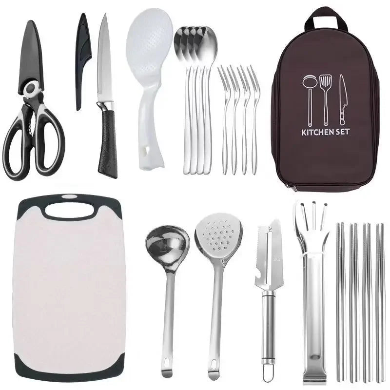 Outdoor Camping BBQ Cooking Gear Backpack Set - All-in-One Portable Kitchen with Great Looks And Practical Design