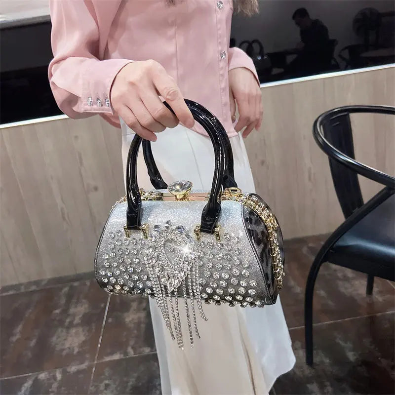 Fashion Diamonds Leather Women's Handbag Small Shoulder Cross-Body Bag New Elegant Evening Bag Portable Girls Party Dinner Bags