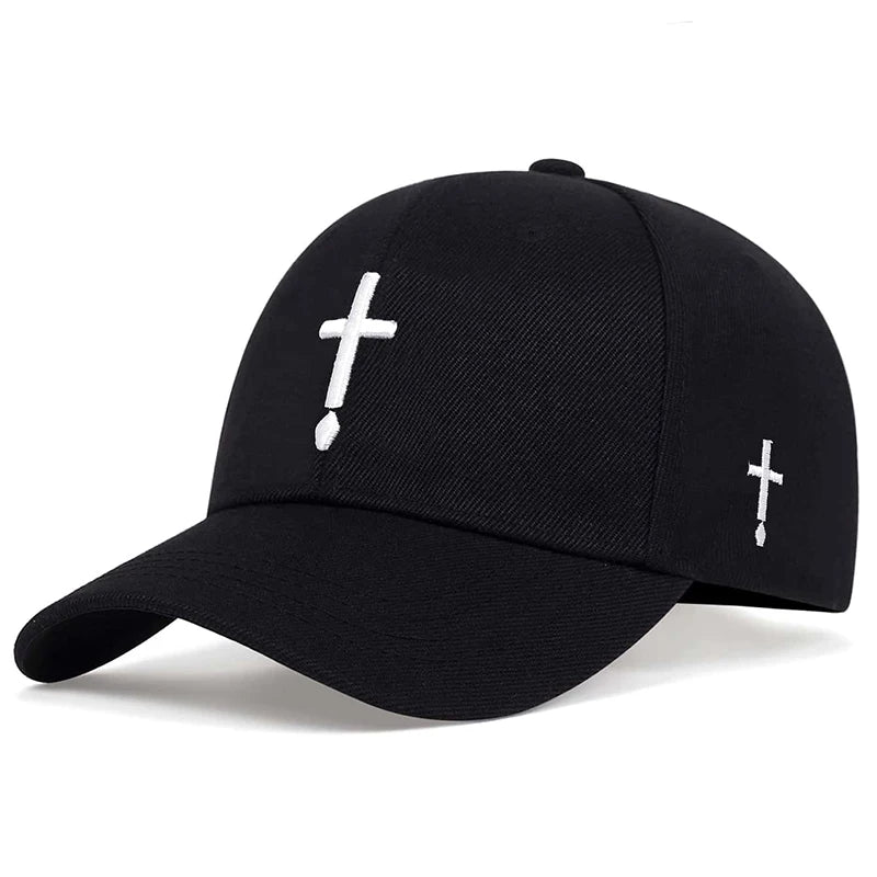 Unisex Simple Cross Water Drop Embroidery Baseball Caps Spring and Autumn Outdoor Adjustable Casual Hat Sunscreen Hat