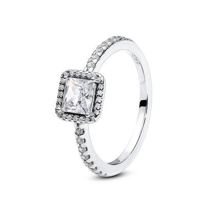 Original 925 Sterling Silver Ring Love Heart Pave CZ Crystal Stackable Rings For Women Wedding Engagement Birthday Gift Jewelry