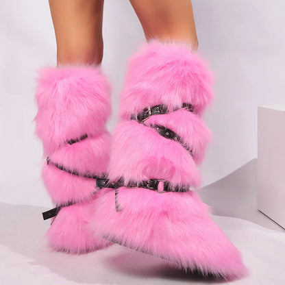 Y2K Fury Snow Boots 2024 New Winter 50cm High Helper Sleeve Fury Boots for Warm and Spicy Girls Fashion Snow Boots for Women