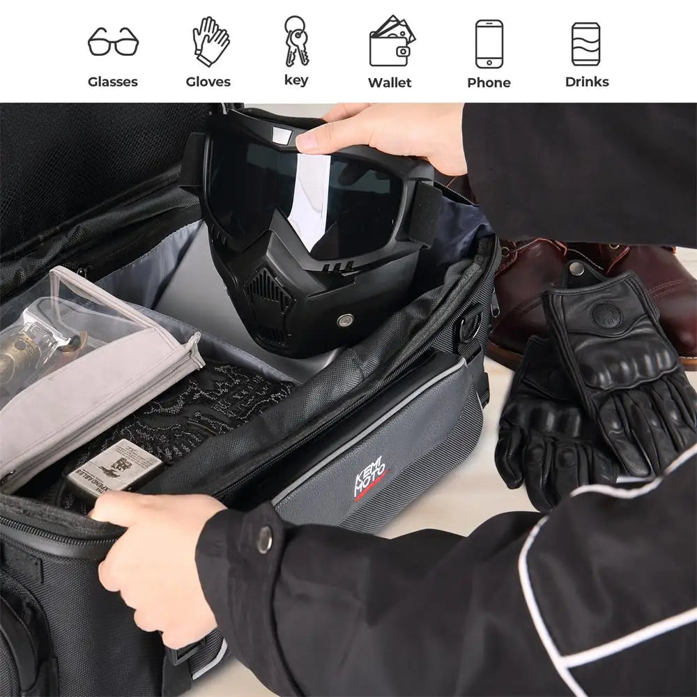 Motorcycle Travel Luggage Rack Tail Bags 40L-50L Expandable Collapsible Trunk Bag for Touring Road King Street Glide Road Glide